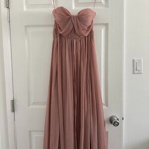 Strapless Dusty Rose Chiffon Maxi Dress